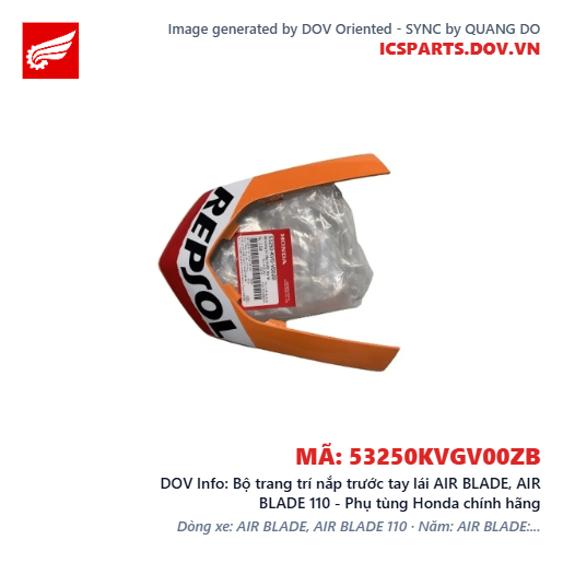 Bộ trang trí nắp trước tay lái AIR BLADE, AIR BLADE 110 - Phụ tùng Honda chính hãng