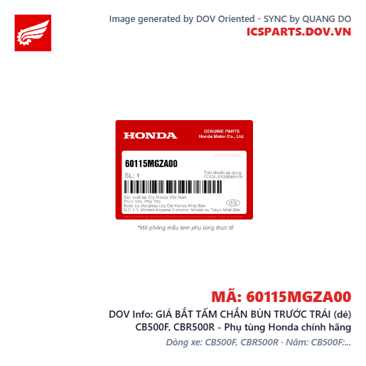 GIÁ BẮT TẤM CHẮN BÙN TRƯỚC TRÁI (dè) CB500F, CBR500R - Phụ tùng Honda chính hãng
