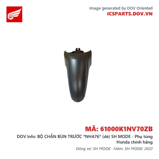 BỘ CHẮN BÙN TRƯỚC *NHA76* (dè) SH MODE - Phụ tùng Honda chính hãng