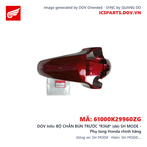 BỘ CHẮN BÙN TRƯỚC *R368* (dè) SH MODE - Phụ tùng Honda chính hãng