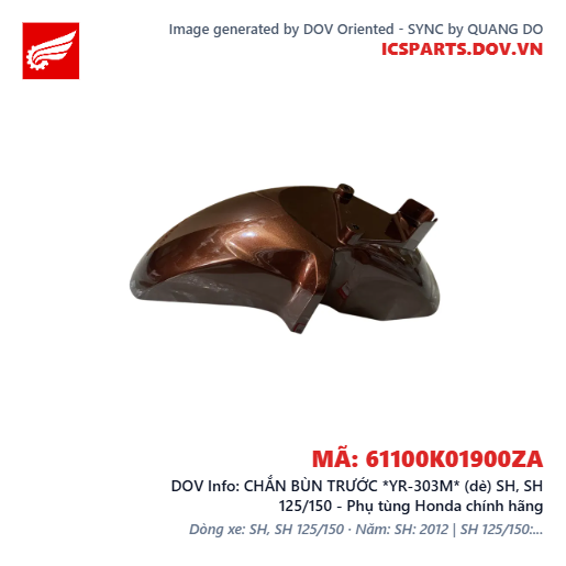 CHẮN BÙN TRƯỚC *YR-303M* (dè) SH, SH 125/150 - Phụ tùng Honda chính hãng
