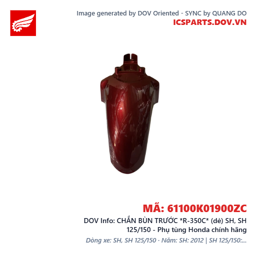 CHẮN BÙN TRƯỚC *R-350C* (dè) SH, SH 125/150 - Phụ tùng Honda chính hãng