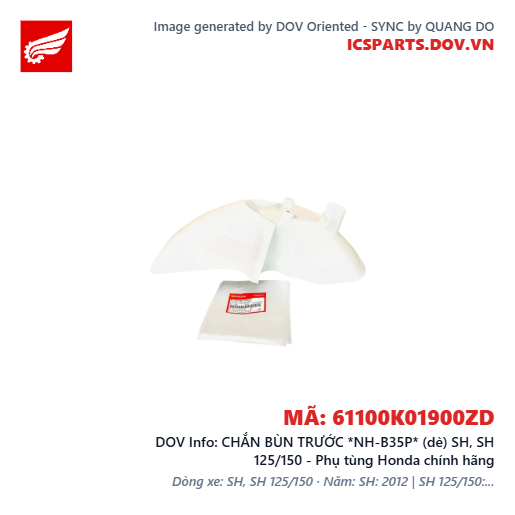 CHẮN BÙN TRƯỚC *NH-B35P* (dè) SH, SH 125/150 - Phụ tùng Honda chính hãng