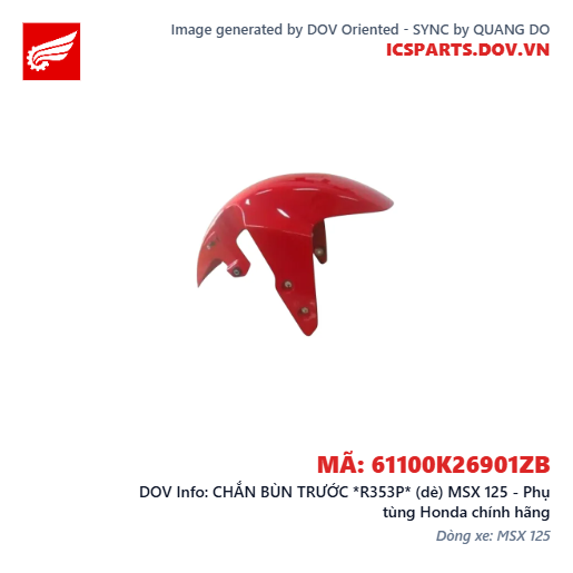 CHẮN BÙN TRƯỚC *R353P* (dè) MSX 125 - Phụ tùng Honda chính hãng