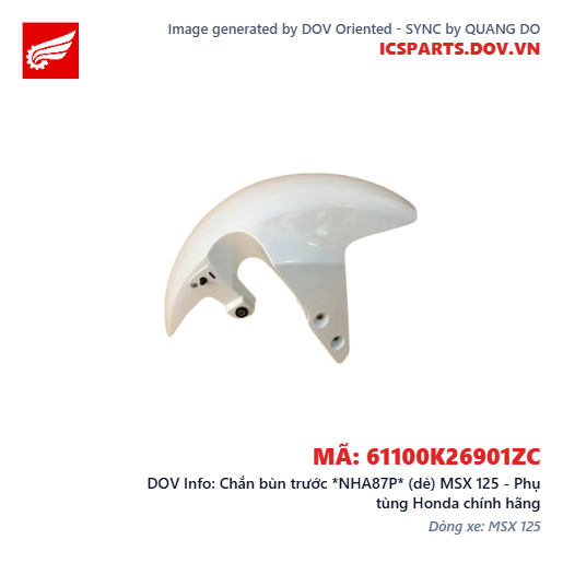Chắn bùn trước *NHA87P* (dè) MSX 125 - Phụ tùng Honda chính hãng