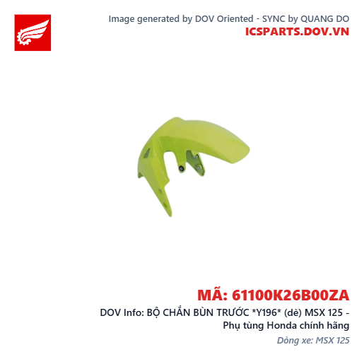 BỘ CHẮN BÙN TRƯỚC *Y196* (dè) MSX 125 - Phụ tùng Honda chính hãng