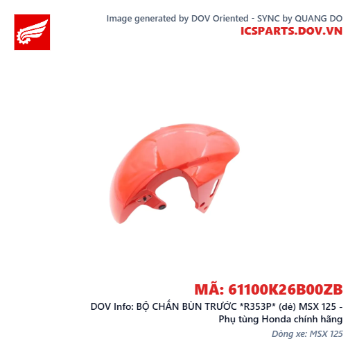 BỘ CHẮN BÙN TRƯỚC *R353P* (dè) MSX 125 - Phụ tùng Honda chính hãng