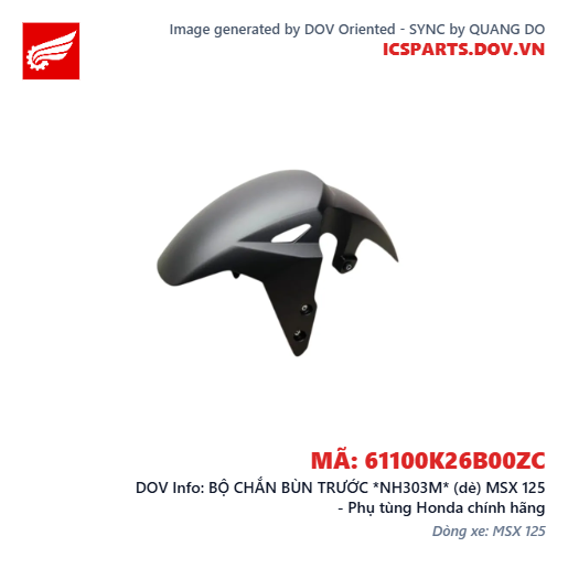 BỘ CHẮN BÙN TRƯỚC *NH303M* (dè) MSX 125 - Phụ tùng Honda chính hãng