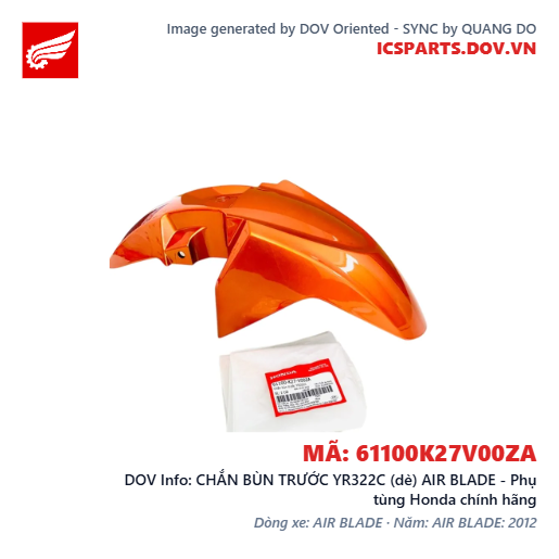 CHẮN BÙN TRƯỚC YR322C (dè) AIR BLADE - Phụ tùng Honda chính hãng