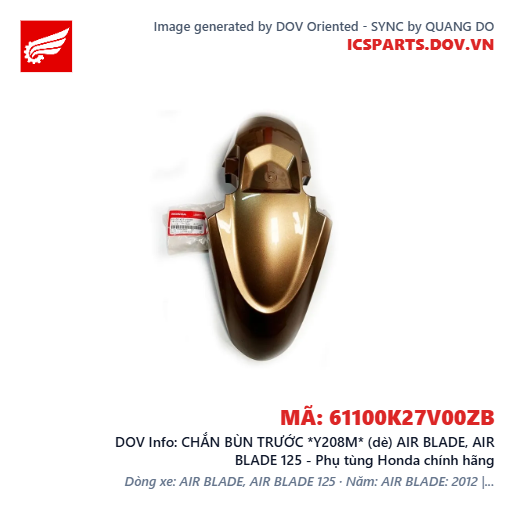CHẮN BÙN TRƯỚC *Y208M* (dè) AIR BLADE, AIR BLADE 125 - Phụ tùng Honda chính hãng