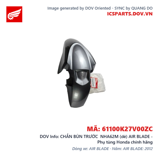 CHẮN BÙN TRƯỚC NHA62M (dè) AIR BLADE - Phụ tùng Honda chính hãng