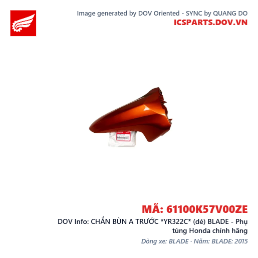 CHẮN BÙN A TRƯỚC *YR322C* (dè) BLADE - Phụ tùng Honda chính hãng