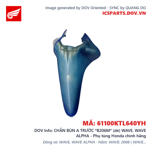 CHẮN BÙN A TRƯỚC *B206M* (dè) WAVE, WAVE ALPHA - Phụ tùng Honda chính hãng