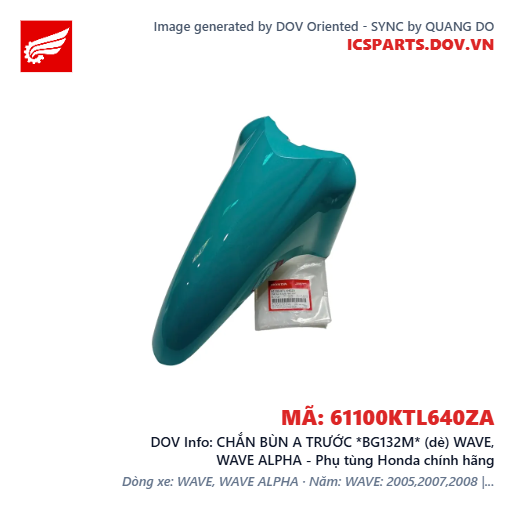 CHẮN BÙN A TRƯỚC *BG132M* (dè) WAVE, WAVE ALPHA - Phụ tùng Honda chính hãng