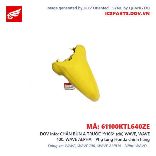 CHẮN BÙN A TRƯỚC *Y106* (dè) WAVE, WAVE 100, WAVE ALPHA - Phụ tùng Honda chính hãng