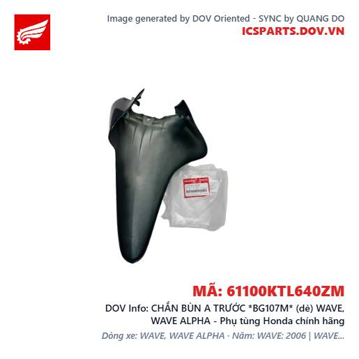 CHẮN BÙN A TRƯỚC *BG107M* (dè) WAVE, WAVE ALPHA - Phụ tùng Honda chính hãng