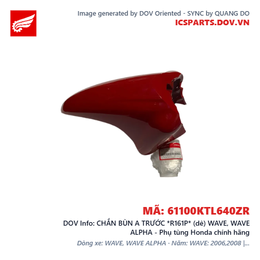 CHẮN BÙN A TRƯỚC *R161P* (dè) WAVE, WAVE ALPHA - Phụ tùng Honda chính hãng