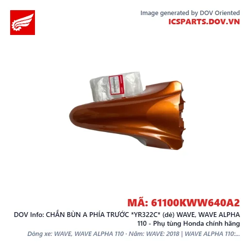 CHẮN BÙN A PHÍA TRƯỚC *YR322C* (dè) WAVE, WAVE ALPHA 110 - Phụ tùng Honda chính hãng
