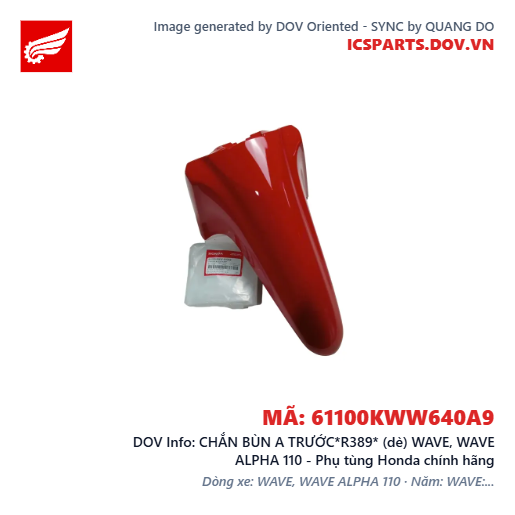 CHẮN BÙN A TRƯỚC*R389* (dè) WAVE, WAVE ALPHA 110 - Phụ tùng Honda chính hãng