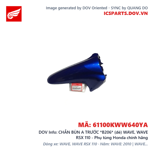 CHẮN BÙN A TRƯỚC *B206* (dè) WAVE, WAVE RSX 110 - Phụ tùng Honda chính hãng