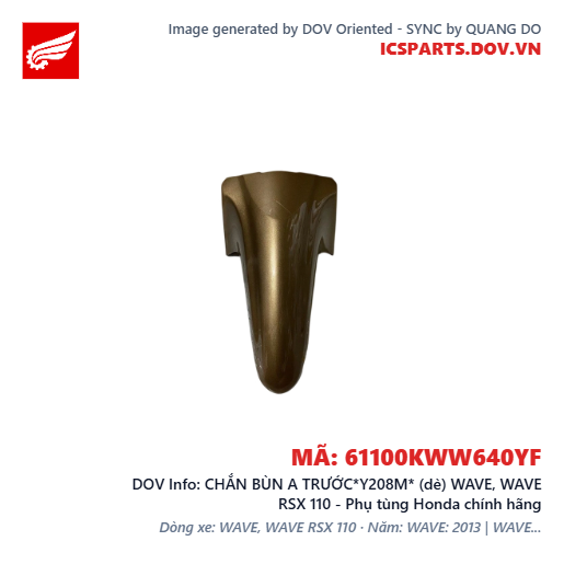 CHẮN BÙN A TRƯỚC*Y208M* (dè) WAVE, WAVE RSX 110 - Phụ tùng Honda chính hãng