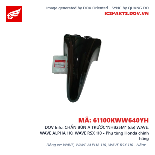 CHẮN BÙN A TRƯỚC*NHB25M* (dè) WAVE, WAVE ALPHA 110, WAVE RSX 110 - Phụ tùng Honda chính hãng