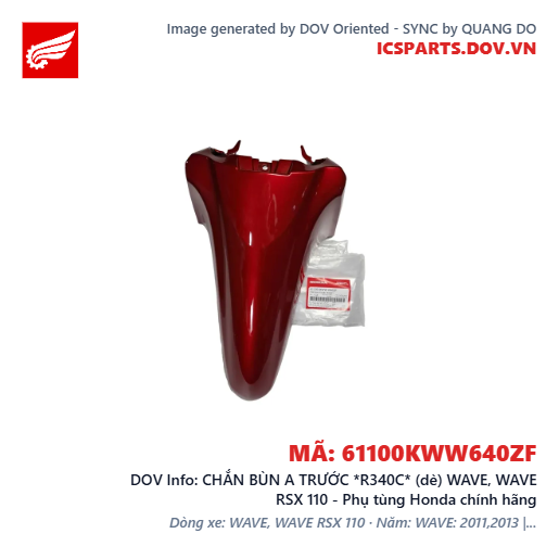 CHẮN BÙN A TRƯỚC *R340C* (dè) WAVE, WAVE RSX 110 - Phụ tùng Honda chính hãng