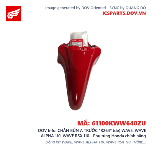 CHẮN BÙN A TRƯỚC *R263* (dè) WAVE, WAVE ALPHA 110, WAVE RSX 110 - Phụ tùng Honda chính hãng