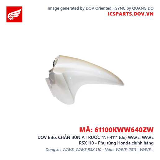 CHẮN BÙN A TRƯỚC *NH411* (dè) WAVE, WAVE RSX 110 - Phụ tùng Honda chính hãng