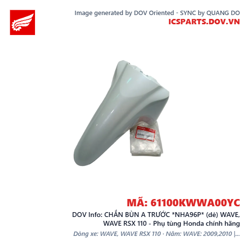CHẮN BÙN A TRƯỚC *NHA96P* (dè) WAVE, WAVE RSX 110 - Phụ tùng Honda chính hãng