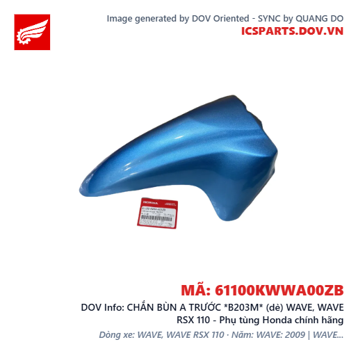 CHẮN BÙN A TRƯỚC *B203M* (dè) WAVE, WAVE RSX 110 - Phụ tùng Honda chính hãng