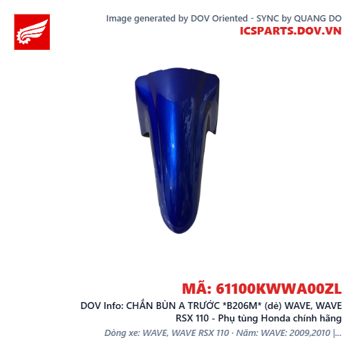 CHẮN BÙN A TRƯỚC *B206M* (dè) WAVE, WAVE RSX 110 - Phụ tùng Honda chính hãng