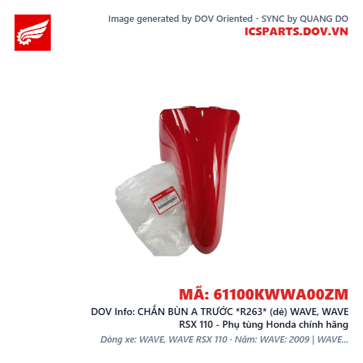 CHẮN BÙN A TRƯỚC *R263* (dè) WAVE, WAVE RSX 110 - Phụ tùng Honda chính hãng