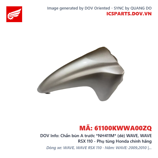 Chắn bùn A trước *NH411M* (dè) WAVE, WAVE RSX 110 - Phụ tùng Honda chính hãng