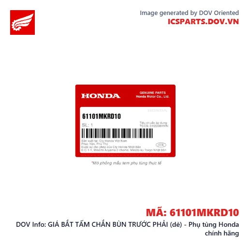GIÁ BẮT TẤM CHẮN BÙN TRƯỚC PHẢI (dè) - Phụ tùng Honda chính hãng