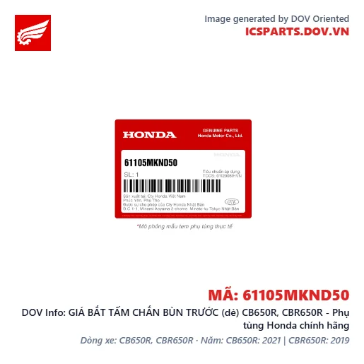 GIÁ BẮT TẤM CHẮN BÙN TRƯỚC (dè) CB650R, CBR650R - Phụ tùng Honda chính hãng