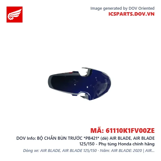 BỘ CHẮN BÙN TRƯỚC *PB421* (dè) AIR BLADE, AIR BLADE 125/150 - Phụ tùng Honda chính hãng