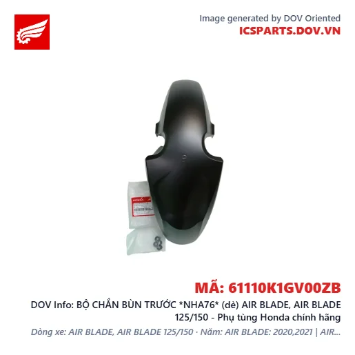 BỘ CHẮN BÙN TRƯỚC *NHA76* (dè) AIR BLADE, AIR BLADE 125/150 - Phụ tùng Honda chính hãng