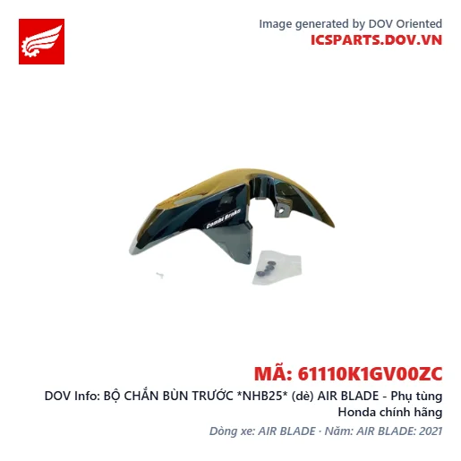 BỘ CHẮN BÙN TRƯỚC *NHB25* (dè) AIR BLADE - Phụ tùng Honda chính hãng