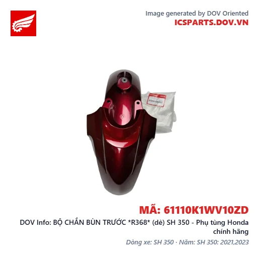 BỘ CHẮN BÙN TRƯỚC *R368* (dè) SH 350 - Phụ tùng Honda chính hãng