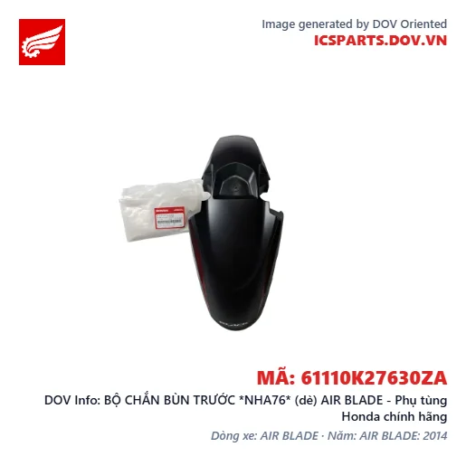 BỘ CHẮN BÙN TRƯỚC *NHA76* (dè) AIR BLADE - Phụ tùng Honda chính hãng