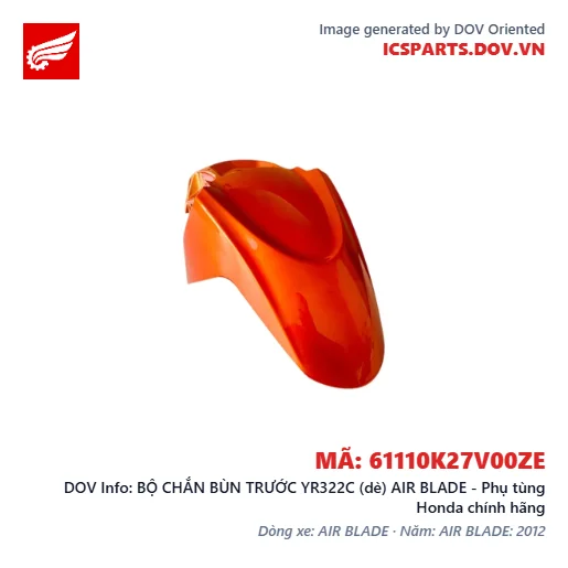 BỘ CHẮN BÙN TRƯỚC YR322C (dè) AIR BLADE - Phụ tùng Honda chính hãng