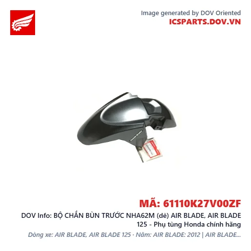 BỘ CHẮN BÙN TRƯỚC NHA62M (dè) AIR BLADE, AIR BLADE 125 - Phụ tùng Honda chính hãng