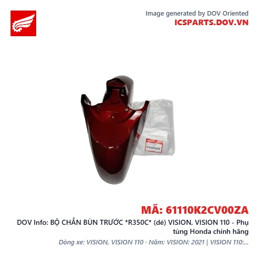 BỘ CHẮN BÙN TRƯỚC *R350C* (dè) VISION, VISION 110 - Phụ tùng Honda chính hãng