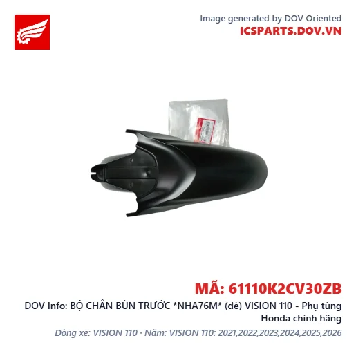 BỘ CHẮN BÙN TRƯỚC *NHA76M* (dè) VISION 110 - Phụ tùng Honda chính hãng