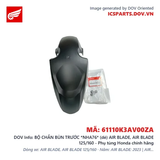 BỘ CHẮN BÙN TRƯỚC *NHA76* (dè) AIR BLADE, AIR BLADE 125/160 - Phụ tùng Honda chính hãng