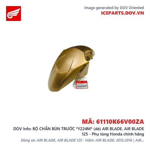 BỘ CHẮN BÙN TRƯỚC *Y224M* (dè) AIR BLADE, AIR BLADE 125 - Phụ tùng Honda chính hãng