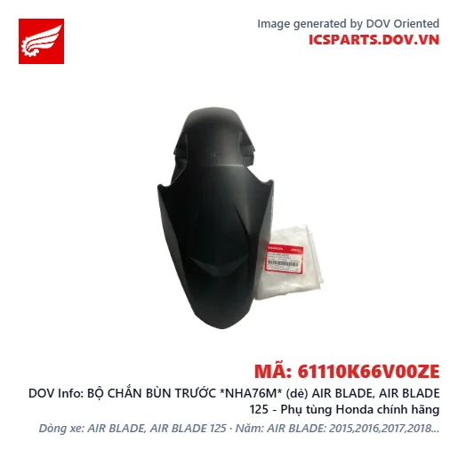 BỘ CHẮN BÙN TRƯỚC *NHA76M* (dè) AIR BLADE, AIR BLADE 125 - Phụ tùng Honda chính hãng