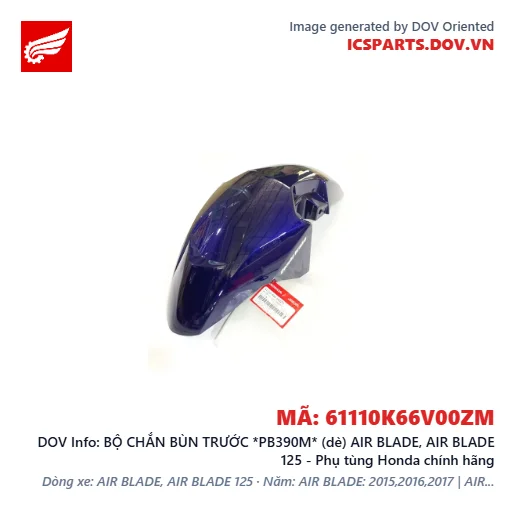 BỘ CHẮN BÙN TRƯỚC *PB390M* (dè) AIR BLADE, AIR BLADE 125 - Phụ tùng Honda chính hãng