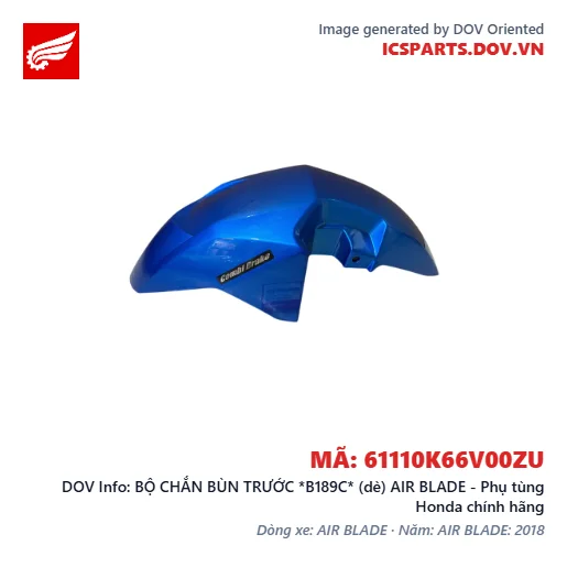BỘ CHẮN BÙN TRƯỚC *B189C* (dè) AIR BLADE - Phụ tùng Honda chính hãng